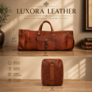 32" Large Vintage Genuine Leather Duffle Bag, Carry On Travel Bag, Overnight Bag - Image 4