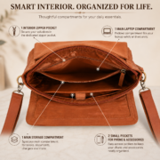 16" Genuine Leather Messenger Laptop Bag Briefcase Office Work Shoulder Satchel - Image 11