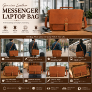 16" Genuine Leather Messenger Laptop Bag Briefcase Office Work Shoulder Satchel - Image 10