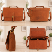 16" Genuine Leather Messenger Laptop Bag Briefcase Office Work Shoulder Satchel - Image 7