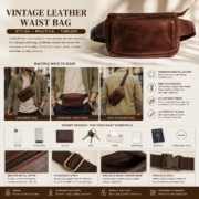 Slim Leather Fanny Pack Waist Bag Crossbody Sling Belt Bag for Men Women - Image 10