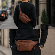 Leather Fanny Pack Waist Bag Genuine Leather Belt Bag Crossbody Sling Men Women - Image 4
