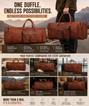 32" Large Vintage Genuine Leather Duffle Bag, Carry On Travel Bag, Overnight Bag - Image 10