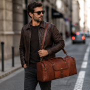 24" Full Grain Leather Duffel Bag Travel Gym Weekender Carry On Overnight Bag - Image 5