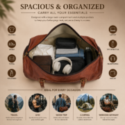 24" Full Grain Leather Duffel Bag Travel Gym Weekender Carry On Overnight Bag - Image 7