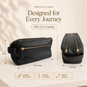 Leather Large Toiletry Bag Dopp Kit Travel Makeup Organizer Shaving Bag Gift - Image 5
