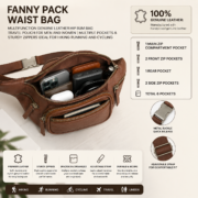 Leather Fanny Pack Waist Bag Genuine Leather Belt Bag Crossbody Sling Men Women - Image 8