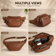 Leather Fanny Pack Waist Bag Genuine Leather Belt Bag Crossbody Sling Men Women - Image 5