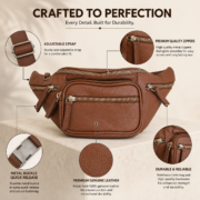 Leather Fanny Pack Waist Bag Genuine Leather Belt Bag Crossbody Sling Men Women - Image 9