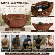 Leather Fanny Pack Waist Bag Genuine Leather Belt Bag Crossbody Sling Men Women - Image 10