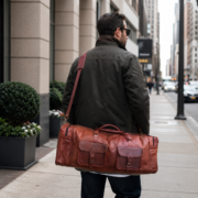32" Large Vintage Genuine Leather Duffle Bag, Carry On Travel Bag, Overnight Bag - Image 8