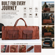 32" Large Vintage Genuine Leather Duffle Bag, Carry On Travel Bag, Overnight Bag - Image 10