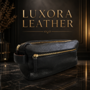 Leather Large Toiletry Bag Dopp Kit Travel Makeup Organizer Shaving Bag Gift - Image 2