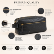 Leather Large Toiletry Bag Dopp Kit Travel Makeup Organizer Shaving Bag Gift - Image 10
