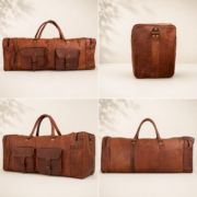 32" Large Vintage Genuine Leather Duffle Bag, Carry On Travel Bag, Overnight Bag - Image 4