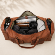 32" Large Vintage Genuine Leather Duffle Bag, Carry On Travel Bag, Overnight Bag - Image 6