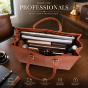 Genuine Leather Tote Bag for Women – Premium Work & Everyday Shoulder Laptop Bag - Image 7