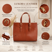 Genuine Leather Tote Bag for Women – Premium Work & Everyday Shoulder Laptop Bag - Image 10
