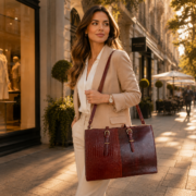 Genuine Leather Tote Bag for Women – Premium Work & Everyday Shoulder Laptop Bag - Image 5