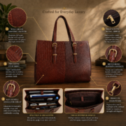 Genuine Leather Tote Bag for Women – Premium Work & Everyday Shoulder Laptop Bag - Image 7