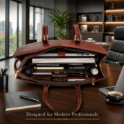Genuine Leather Tote Bag for Women – Premium Work & Everyday Shoulder Laptop Bag - Image 9