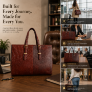 Genuine Leather Tote Bag for Women – Premium Work & Everyday Shoulder Laptop Bag - Image 10