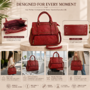 Genuine Leather Women's Handbag Shoulder Tote Satchel Crossbody Purse Red Bag - Image 7
