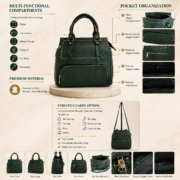 Genuine Leather Women's Crocodile Handbag Tote Shoulder Crossbody Satchel Bag - Image 7