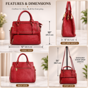 Genuine Leather Women's Handbag Shoulder Tote Satchel Crossbody Purse Red Bag - Image 5