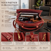Genuine Leather Women's Handbag Shoulder Tote Satchel Crossbody Purse Red Bag - Image 9