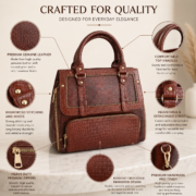 Genuine Leather Women's Crocodile Handbag Tote Shoulder Crossbody Satchel Bag - Image 9