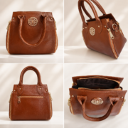 Genuine Leather Women's Satchel Handbag Crossbody Shoulder Tote Purse Brown Bag - Image 4