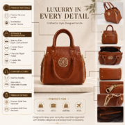 Genuine Leather Women's Satchel Handbag Crossbody Shoulder Tote Purse Brown Bag - Image 7