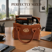 Genuine Leather Women's Satchel Handbag Crossbody Shoulder Tote Purse Brown Bag - Image 9