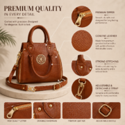 Genuine Leather Women's Satchel Handbag Crossbody Shoulder Tote Purse Brown Bag - Image 10