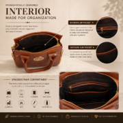 Genuine Leather Women's Satchel Handbag Crossbody Shoulder Tote Purse Brown Bag - Image 11