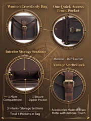 Women's Genuine Leather Crossbody Bag Vintage Shoulder Messenger Purse Brown - Image 8