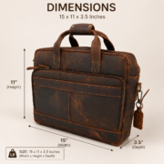 15" Full Grain Leather Laptop Bag Messenger Briefcase Work Office Shoulder Bag - Image 4