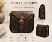Women's Genuine Leather Crossbody Bag Vintage Shoulder Messenger Purse Brown - Image 5
