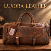Genuine Leather Duffle Bag Men Vintage Brown Travel Gym with Shoe Compartment - Image 2