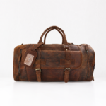 Genuine Leather Duffle Bag Men Vintage Brown Travel Gym with Shoe Compartment