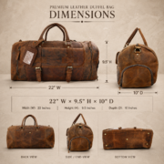 Genuine Leather Duffle Bag Men Vintage Brown Travel Gym with Shoe Compartment - Image 5