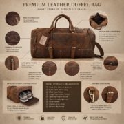 Genuine Leather Duffle Bag Men Vintage Brown Travel Gym with Shoe Compartment - Image 8