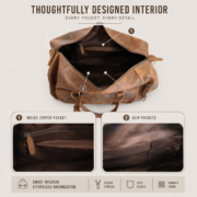 Genuine Leather Duffle Bag Men Vintage Brown Travel Gym with Shoe Compartment - Image 9