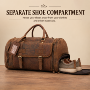 Genuine Leather Duffle Bag Men Vintage Brown Travel Gym with Shoe Compartment - Image 13