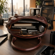 Genuine Full Grain Leather Women Satchel Handbag Shoulder Tote Bag Large Brown - Image 4