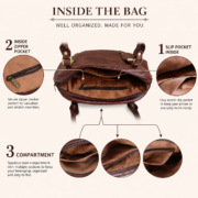 Genuine Full Grain Leather Women Satchel Handbag Shoulder Tote Bag Large Brown - Image 9