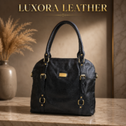 Genuine Full Grain Leather Women Handbag Large Satchel Shoulder Tote Bag Black - Image 2