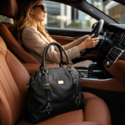 Genuine Full Grain Leather Women Handbag Large Satchel Shoulder Tote Bag Black - Image 9