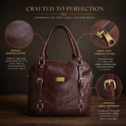 Genuine Full Grain Leather Women Satchel Handbag Shoulder Tote Bag Large Brown - Image 13